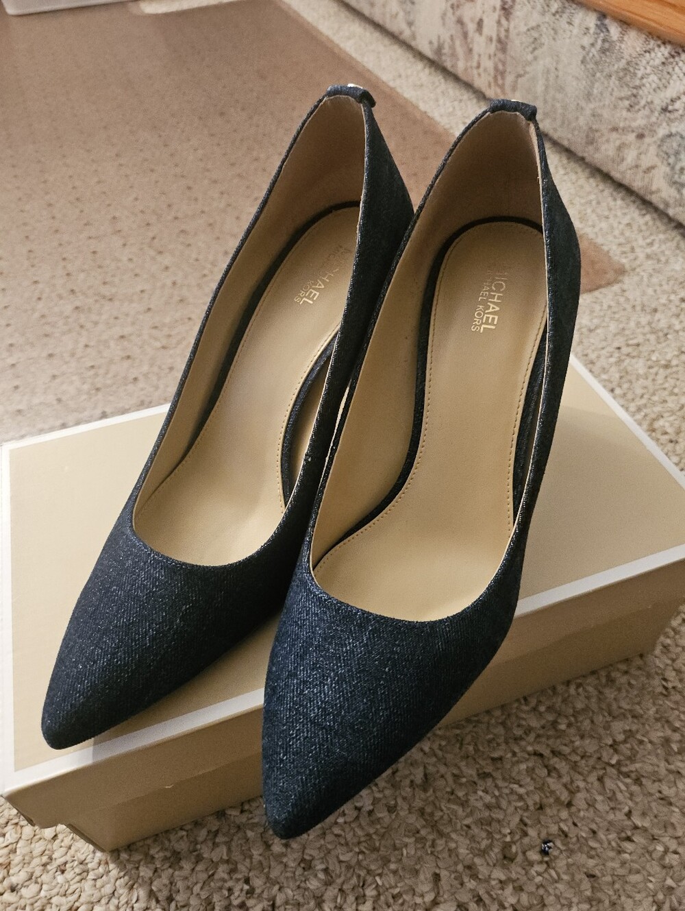 Michael Kors Navy Pointed-Toe Pumps